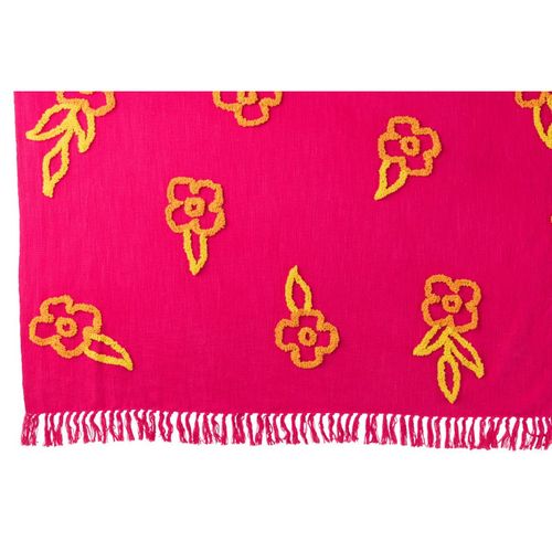 Plaid Fleur En Coton "levi" 130x180cm Rose