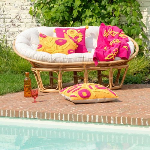 Plaid Fleur En Coton "levi" 130x180cm Rose