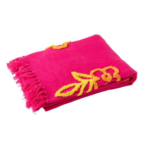 Plaid Fleur En Coton "levi" 130x180cm Rose