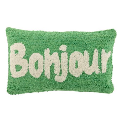 Coussin Déco Tufté Bonjour "polly" 30x50cm Vert