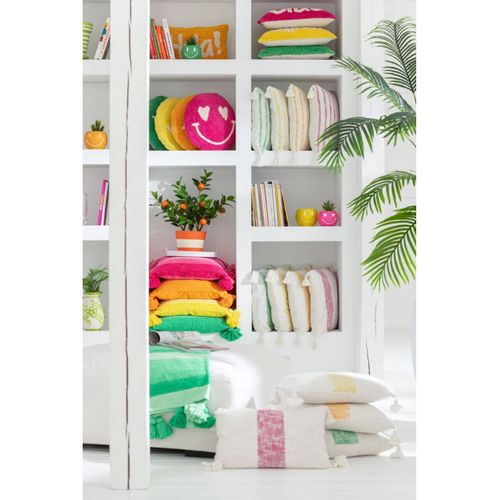 Coussin Déco Tufté Smiley "polly" 45cm Rose