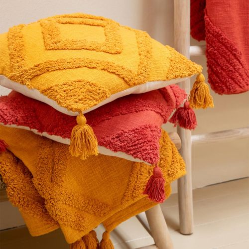 Coussin Déco Tufté "efren" 50x50cm Ocre