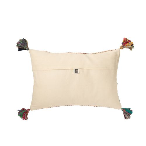 Coussin Déco Tressé Avec Pompons "chindi" 40x60cm Multicolore