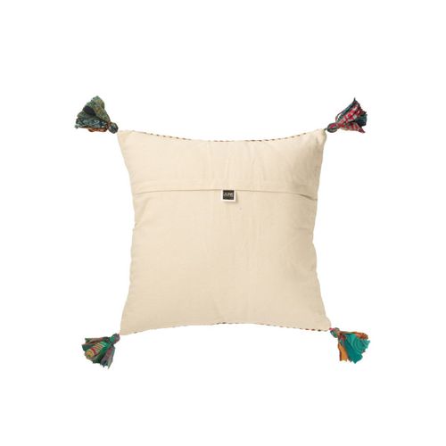 Coussin Déco Tressé Avec Pompons "chindi" 45x45cm Multicolore