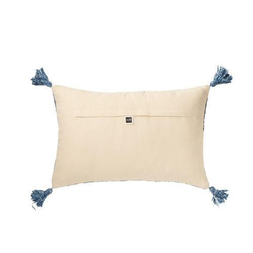 Coussin Déco En Jute "losanges" 40x60cm Naturel et Bleu