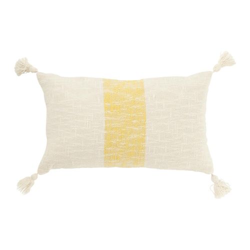 Coussin Déco Ligne "polly" 30x50cm Blanc et Jaune