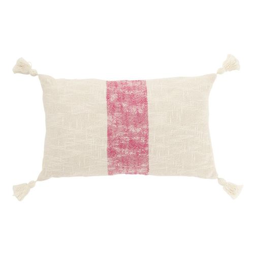 Coussin Déco Ligne "polly" 30x50cm Blanc et Rose