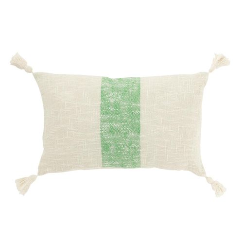 Coussin Déco Ligne "polly" 30x50cm Blanc et Vert