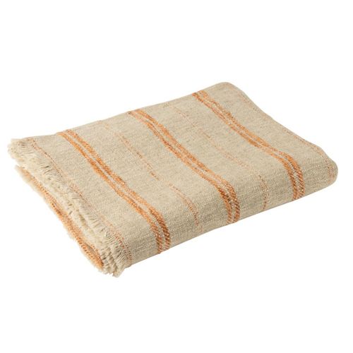 Plaid En Lin "noreen" 130x180cm Beige et Orange