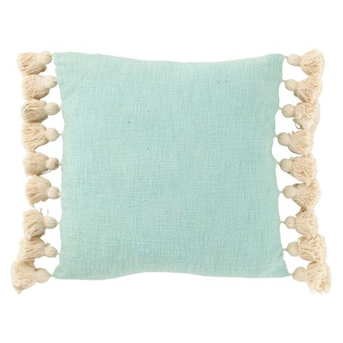 Coussin Déco Avec Pompons "maura" 45x45cm Bleu Cyan