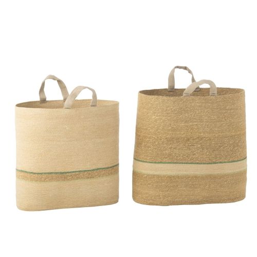 Lot De 2 Paniers En Jonc De Mer "willie" 62cm Naturel et Vert