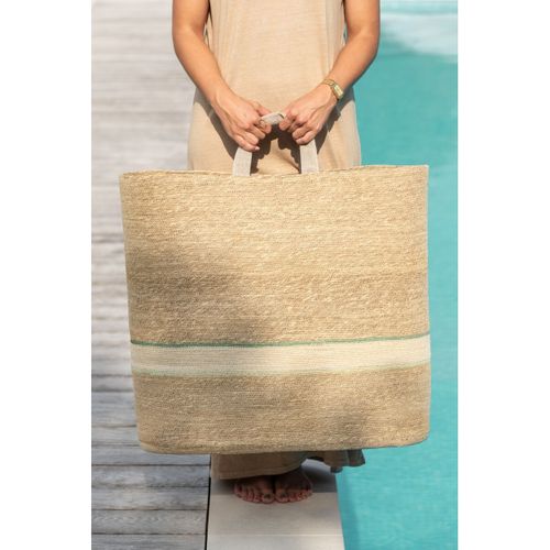 Lot De 2 Paniers En Jonc De Mer "willie" 62cm Naturel et Vert