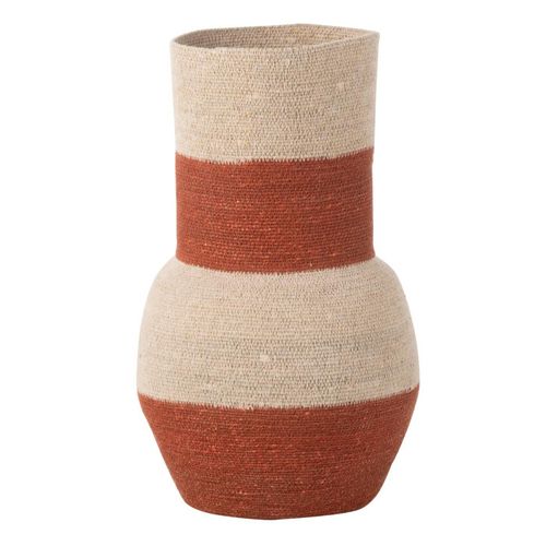 Vase Déco En Jonc "rayures" 52cm Naturel et Terracotta