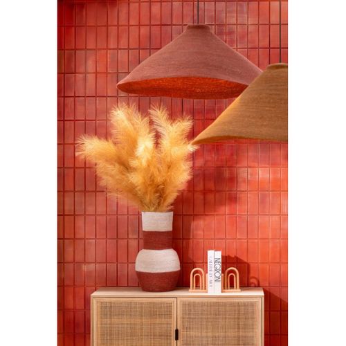 Vase Déco En Jonc "rayures" 52cm Naturel et Terracotta