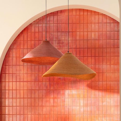 Lampe Suspension En Jonc De Mer "angelique" 82cm Terracotta