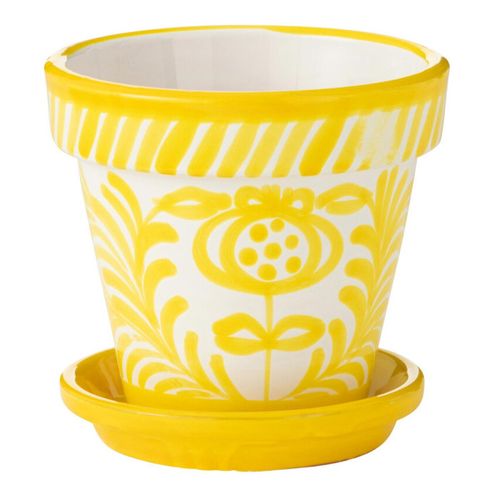 Pot Avec Soucoupe En Céramique "granada" 21cm Jaune