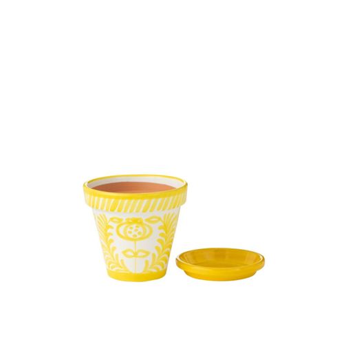 Pot Avec Soucoupe En Céramique "granada" 27cm Jaune