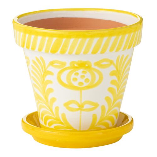 Pot Avec Soucoupe En Céramique "granada" 27cm Jaune