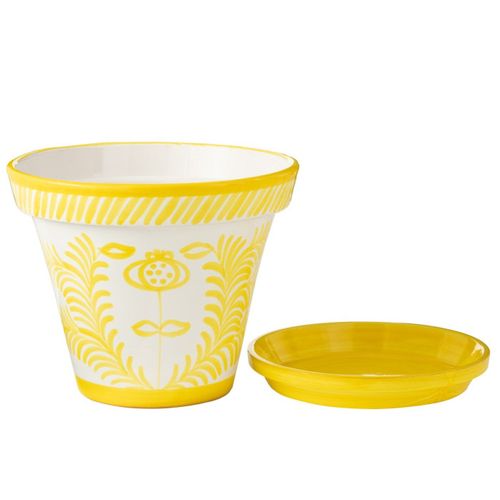 Pot Avec Soucoupe En Céramique "granada" 50cm Jaune
