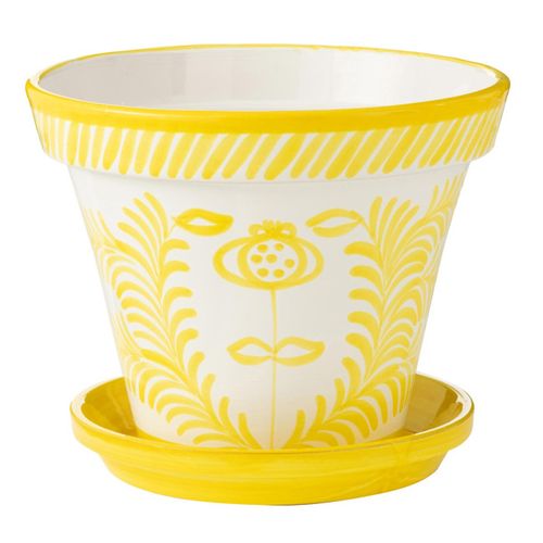 Pot Avec Soucoupe En Céramique "granada" 50cm Jaune