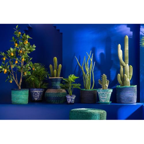 Pot Avec Soucoupe En Céramique "granada" 35cm Bleu Aqua