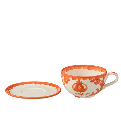 Tasse Avec Sous-tasse En Céramique "granada" 50cl Orange