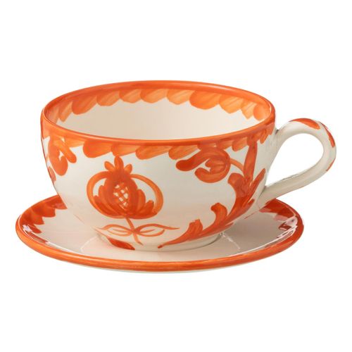 Tasse Avec Sous-tasse En Céramique "granada" 50cl Orange