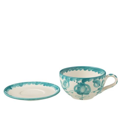 Tasse Avec Sous-tasse En Céramique "granada" 50cl Bleu Aqua