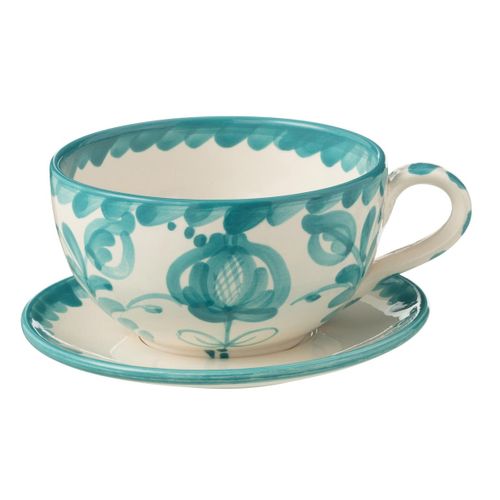 Tasse Avec Sous-tasse En Céramique "granada" 50cl Bleu Aqua