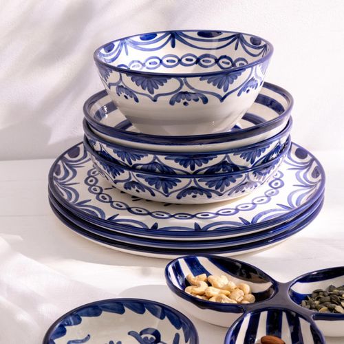 Saladier En Céramique "granada" 40cm Bleu Cobalt