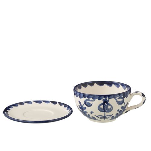 Tasse Avec Sous-tasse En Céramique "granada" 50cl Bleu Cobalt