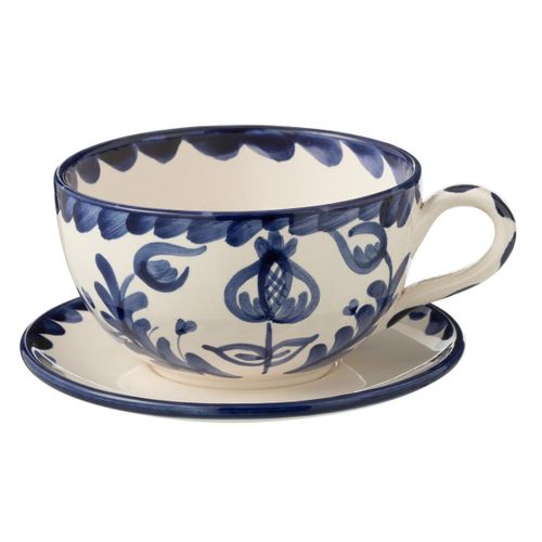 Tasse Avec Sous-tasse En Céramique "granada" 50cl Bleu Cobalt