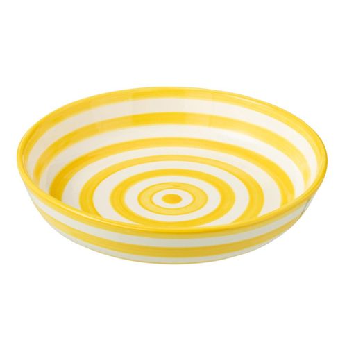 Coupelle Basse En Céramique "granada Rayure" 25cm Jaune