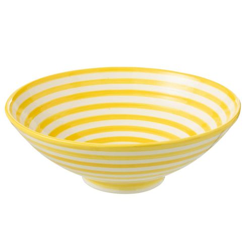 Saladier En Céramique "granada Rayure" 40cm Jaune