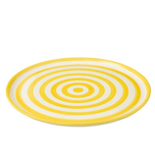 Assiette De Présentation En Céramique "granada Rayure" 34cm Jaune