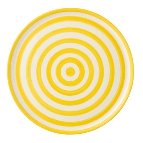 Assiette De Présentation En Céramique "granada Rayure" 34cm Jaune