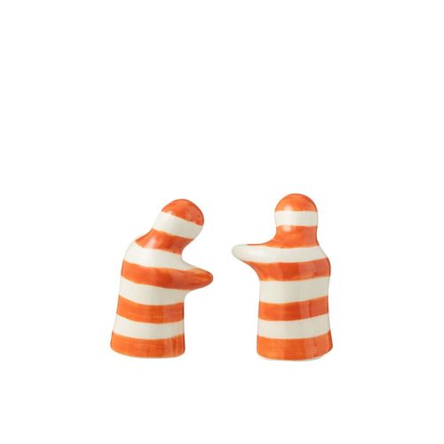 Salière et Poivrière En Céramique "granada Rayure" 8cm Orange