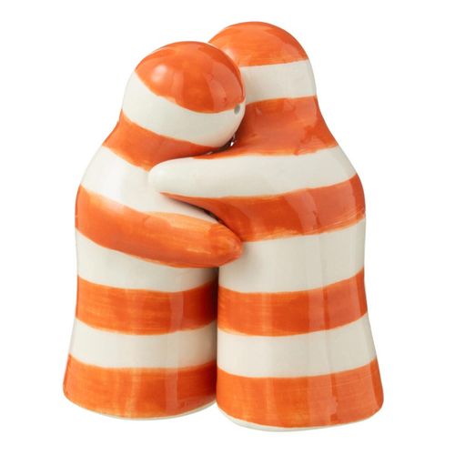 Salière et Poivrière En Céramique "granada Rayure" 8cm Orange
