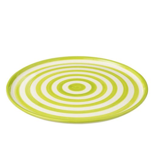 Assiette De Présentation En Céramique "granada Rayure" 34cm Vert