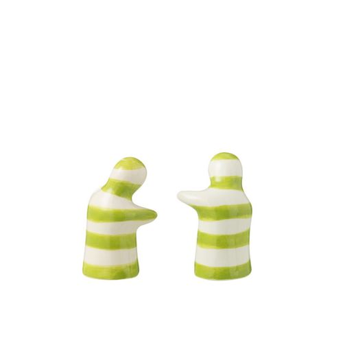 Salière et Poivrière En Céramique "granada Rayure" 8cm Vert