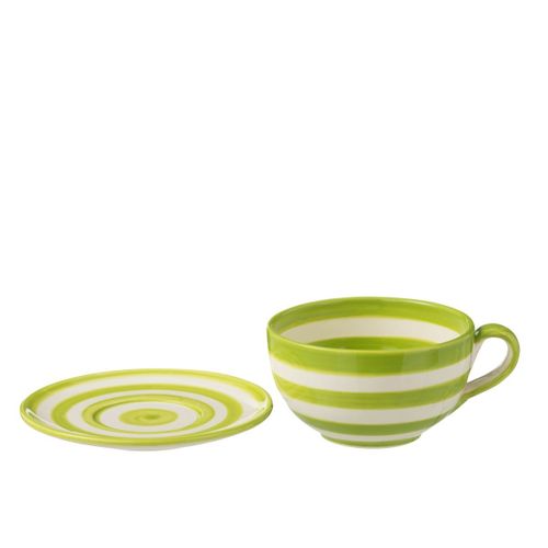 Tasse Avec Sous-tasse En Céramique "granada Rayure" 50cl Vert