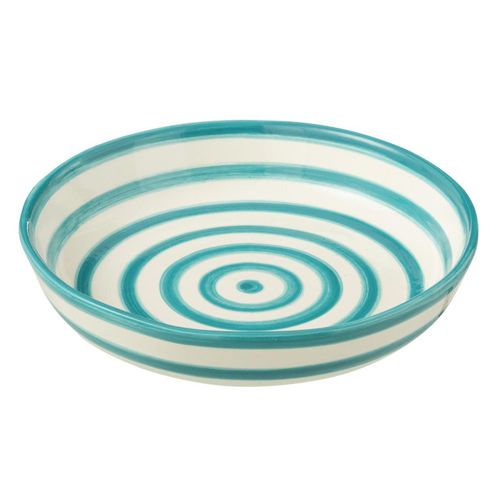 Coupelle Basse En Céramique "granada Rayure" 25cm Bleu Aqua
