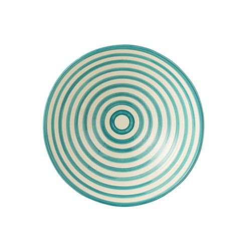 Saladier En Céramique "granada Rayure" 40cm Bleu Aqua