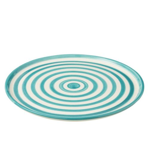 Assiette De Présentation En Céramique "granada Rayure" 34cm Bleu Aqua