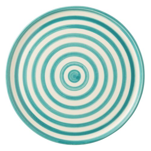 Assiette De Présentation En Céramique "granada Rayure" 34cm Bleu Aqua