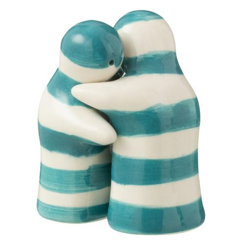 Salière et Poivrière En Céramique "granada Rayure" 8cm Bleu Aqua