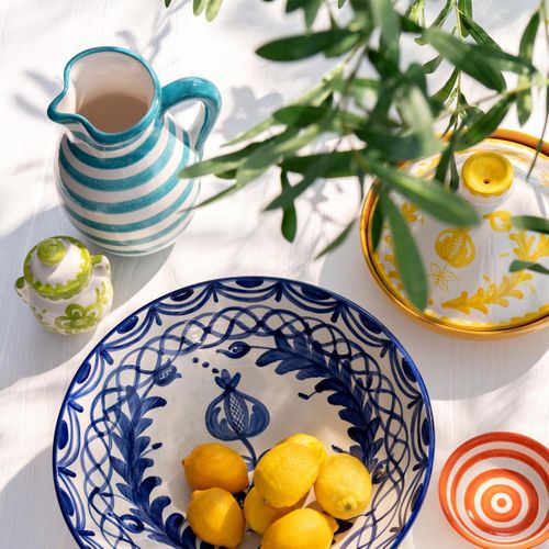 Pichet En Céramique "granada Rayure" 0,5l Bleu Aqua