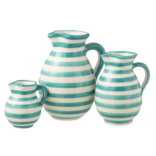Pichet En Céramique "granada Rayure" 3,3l Bleu Aqua