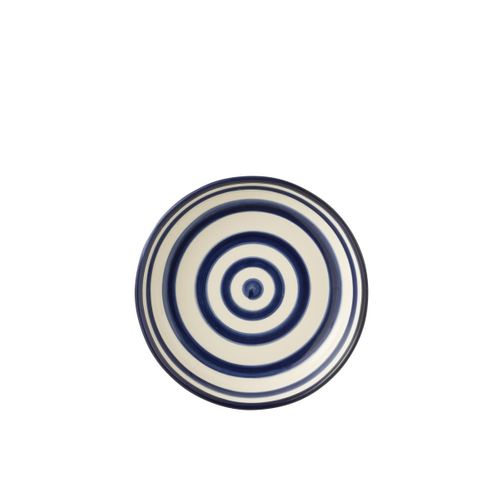 Coupelle Basse En Céramique "granada Rayure" 25cm Bleu Cobalt