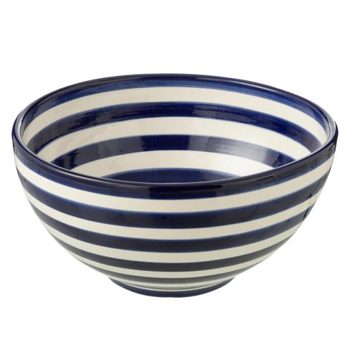 Saladier En Céramique "granada Rayure" 28cm Bleu Cobalt